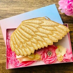 Infant Gold Angel Wings & Floral Headpiece/Sash